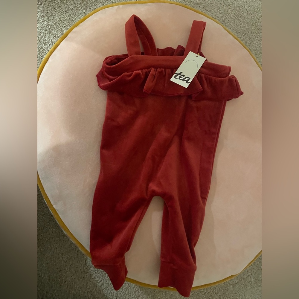 NEW with tags Tea Red Velvet Overalls 6-9 months Christmas outfit